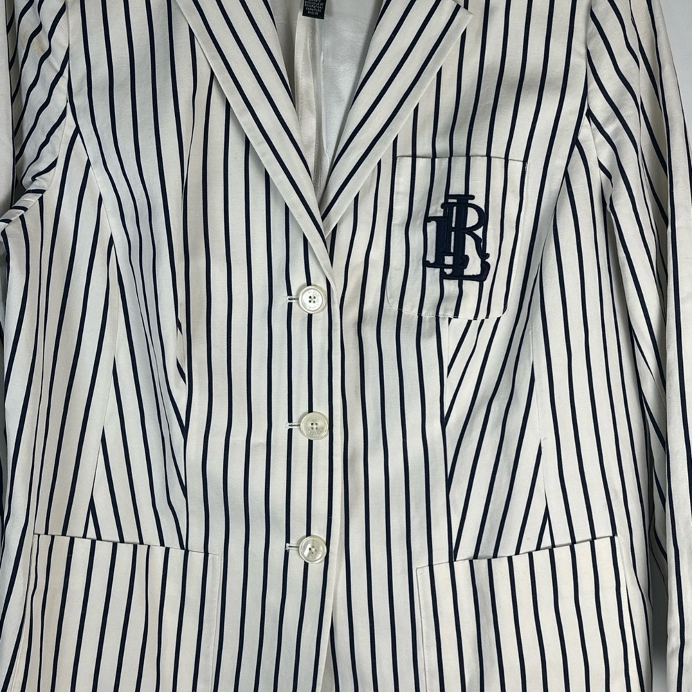 Ralph Lauren Black and White Striped Blazer - Picture 8 of 11